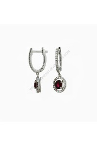 Ruby Diamond Huggie Drop Earrings